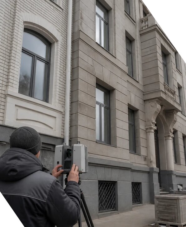 Лазерное сканирование фасадов зданий для обследования в Брянске